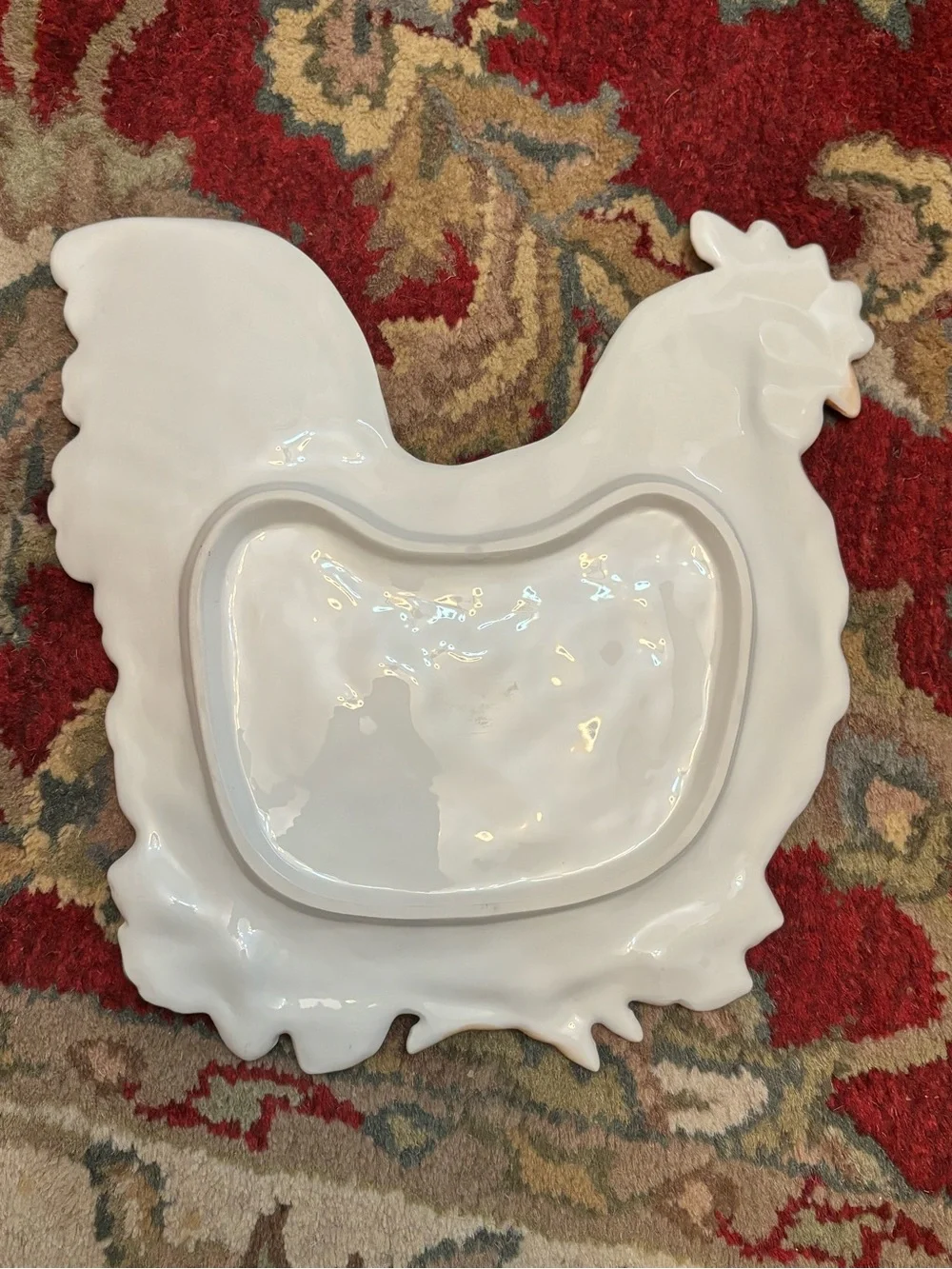 Vintage Italian Iridescent Ceramic Rooster Serving Platter